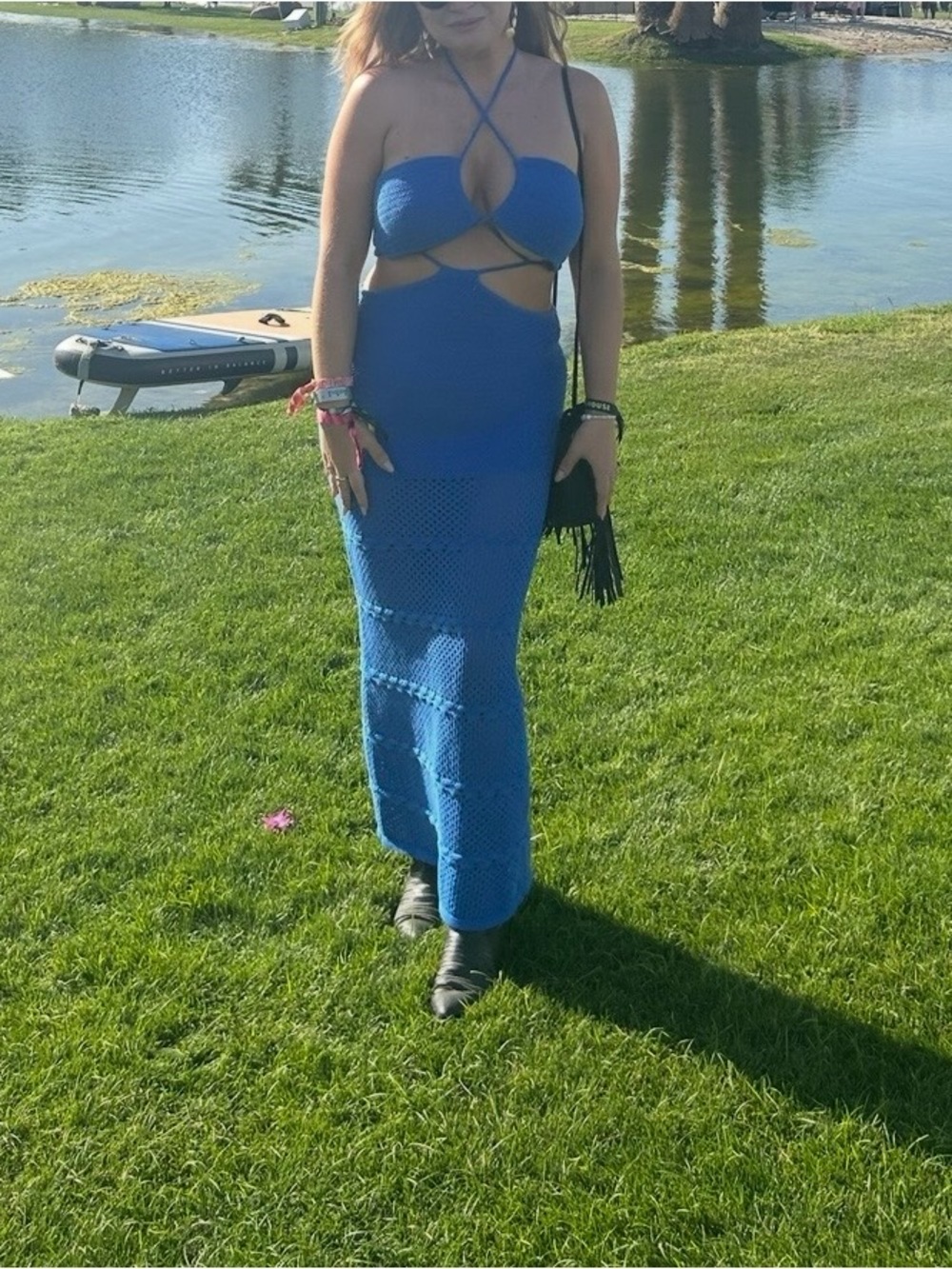 Lovers + Friends Royal Blue Strappy Cutout Maxi Dress
